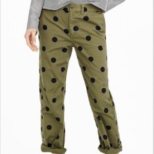 J. Crew Olive Polka Dot Pants